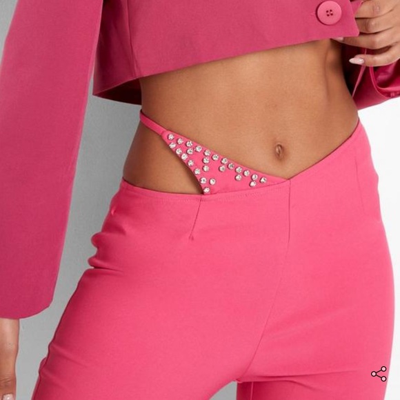 *Never Worn* BOOHOO Diamnate Pantie Detail Straight Leg Pants - Picture 2 of 5